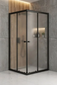 Duşakabin Kare Siyah Buzlu Cam